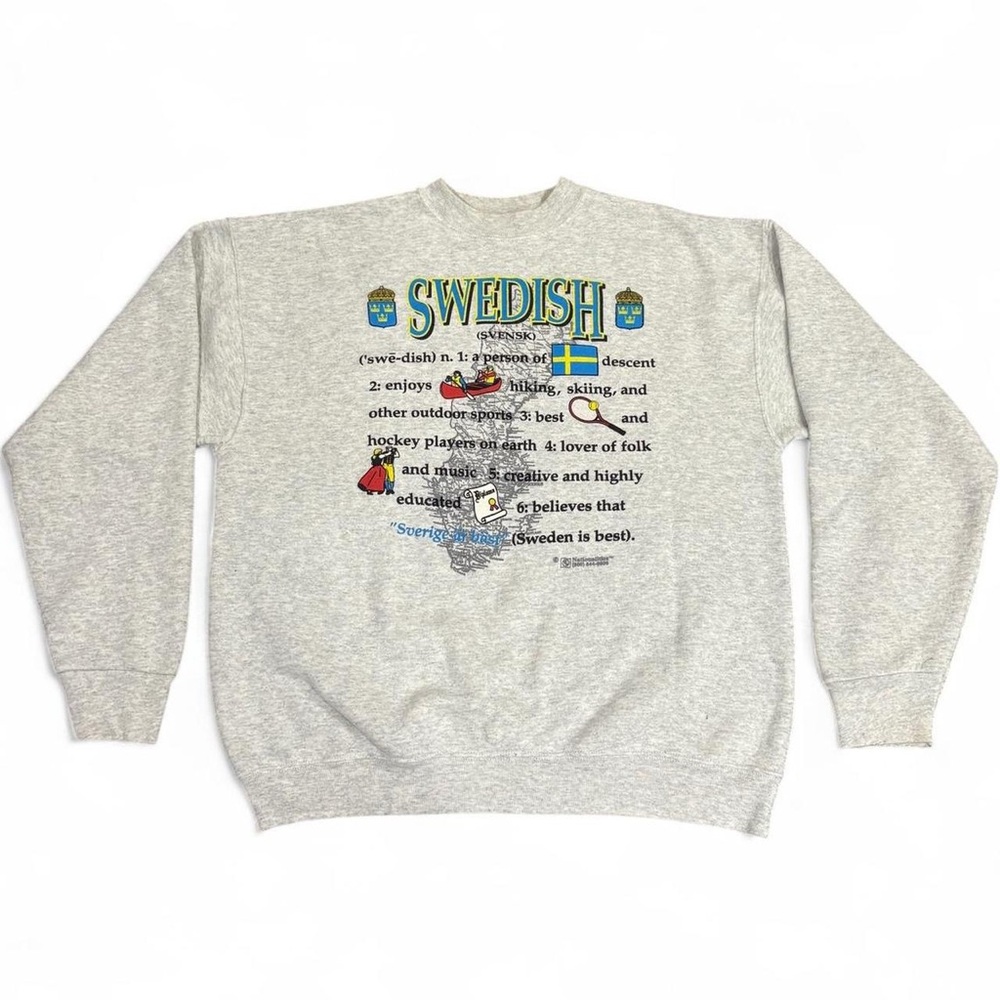 Vintage Made in The USA Fruit Of The Loom Swedish Nationality Crew Neck